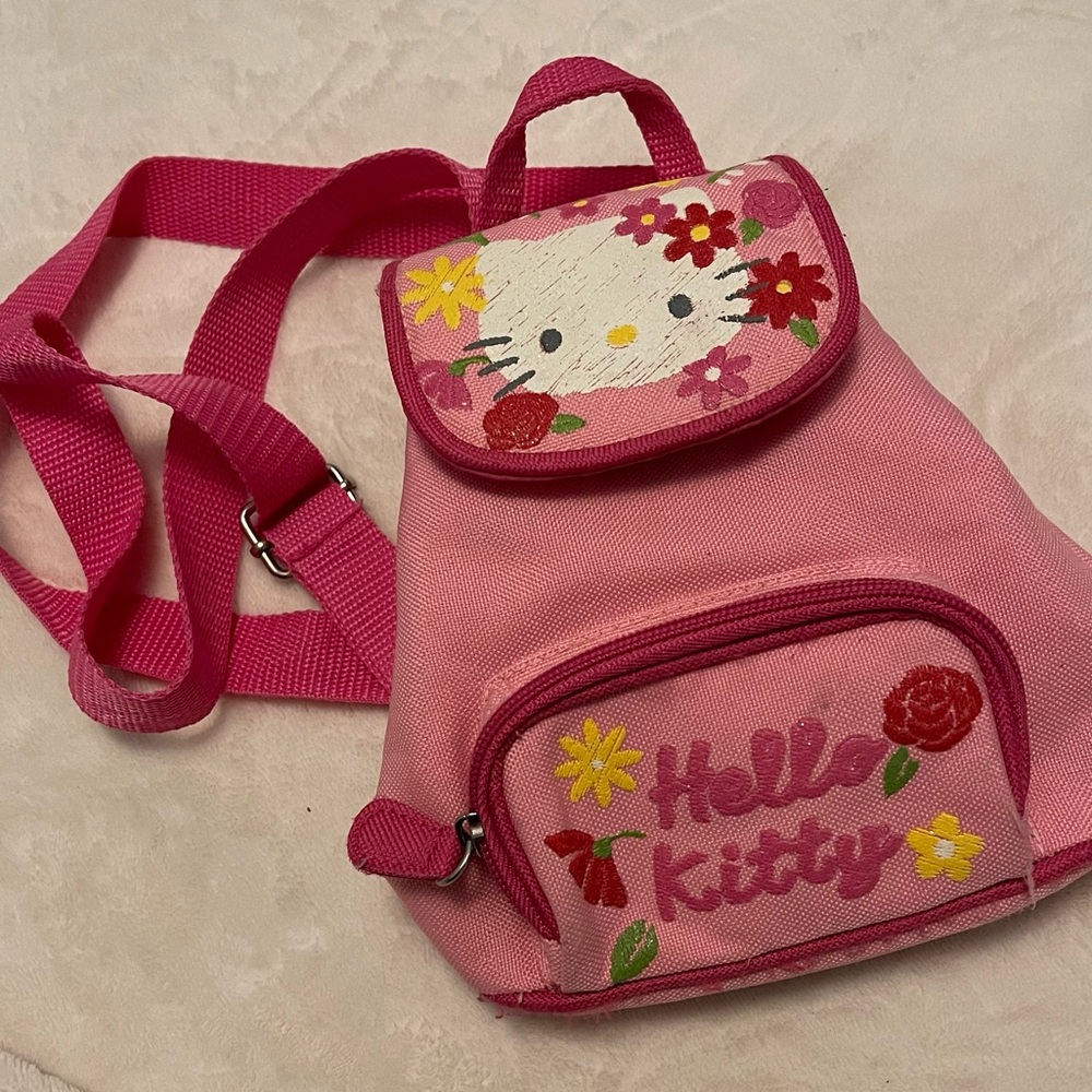 VNTG 2006 Sanrio Hello Kitty Mini Backpack Pink Embroidered Kawaii Y2K Rare